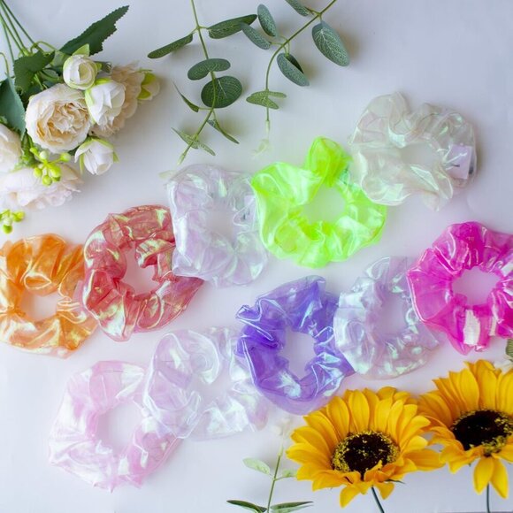LED Hair Scrunchies 20PCS Colorful Glitter Luminous Hair Bands for Parties
